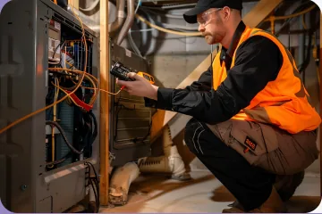 HVAC technician repairing a unit